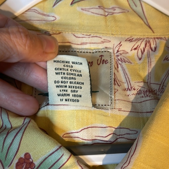 Calypso Joe Men’s 3X Yellow 100% Silk Tropical Tiki Hut Palm Tree Hawaiian Shirt - Picture 8 of 10